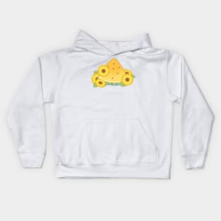 Sweet Yellow Watermelon Fruit Slice with Sunflowers Kids Hoodie